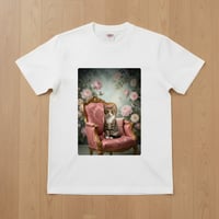 アメリカンショートヘア半袖Tシャツ ロココ調シャビーピンク ホワイト 男女兼用