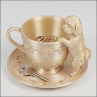 犬（シーズー）のアクセサリートレイ 小物入れ シルクゴールド