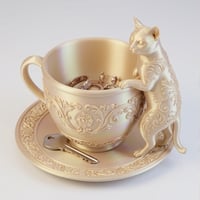 猫（バーミーズ）のアクセサリートレイ 小物入れ シルクゴールド