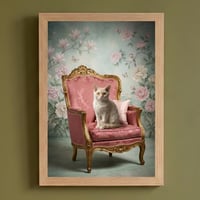 猫（セルカークレックス）のロココ調シャビーピンクアート A4額装インテリア壁掛け