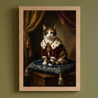 猫のルネサンス風肖像画 油絵風アートA4額装インテリア壁掛け