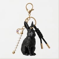 うさぎ（ダッチ）のキーホルダー ミニチュア シルクブラック