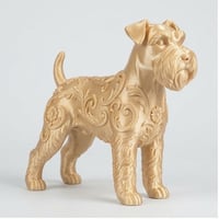 犬（ミニチュアシュナウザー）の置物 全身オブジェ ルネサンス装飾 シルクゴールド