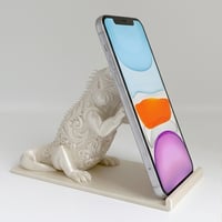 イグアナ（サバクイグアナ）のスマホスタンド 卓上 シルクホワイト