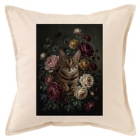 猫（オシキャット）クッション 45cm 花の油絵風カラーアート