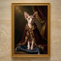 猫（スフィンクス）のルネサンス風肖像画 油絵風アートA3額装インテリア壁掛け
