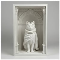 猫の3Dプリント ブックヌーク 白PLA 本棚インテリア
