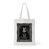 猫（エジプシャンマウ）トートバッグ ルネサンス風モノクロアート 額縁デザイン