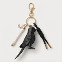 インコ（コガネメキシコインコ）のキーホルダー ミニチュア シルクブラック