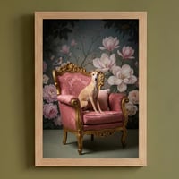 犬（イタリアングレーハウンド）のロココ調アート A4額装インテリア壁掛け