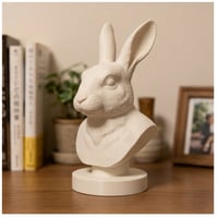 うさぎ（ハーレクイン）の3Dプリント胸像 白PLA 彫刻 置物 インテリア