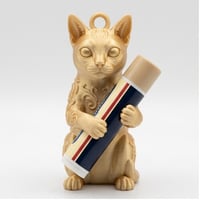 猫（シンガプーラ）の3Dプリント リップケース シルクゴールド キーホルダー