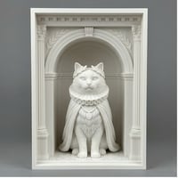 猫（バーマン）の3Dプリント ブックヌーク 白PLA 本棚インテリア