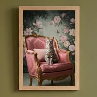 猫（エジプシャンマウ）のロココ調シャビーピンクアート A4額装インテリア壁掛け