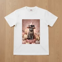 猫（シャルトリュー）半袖Tシャツ ハロウィン限定 ホワイト 男女兼用