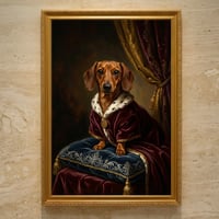犬（ミニチュアダックスフンド）のルネサンス風肖像画 A3額装インテリア壁掛け