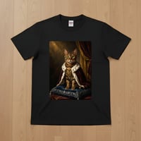 猫（ベンガル）半袖Tシャツ ルネサンス風カラーアート ブラック 男女兼用