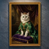 猫（チンチラペルシャ）のルネサンス風肖像画 A4金縁額装インテリア壁掛け