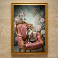 猫（アメリカンショートヘア）のロココ調アート A3額装インテリア壁掛け