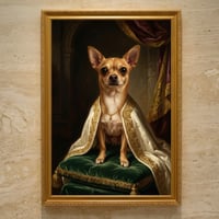 犬（チワワ）のルネサンス風肖像画 油絵風アートA3額装インテリア壁掛け