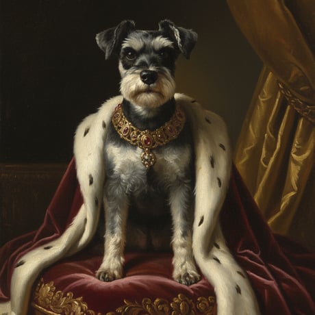 犬（ミニチュアシュナウザー）のルネサンス風肖像画 A4額装インテリア壁掛け