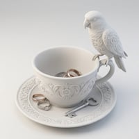 インコ（メイヤーズパロット）のアクセサリートレイ 小物入れ マットホワイト