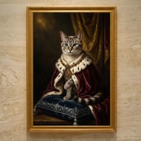 猫のルネサンス風肖像画 油絵風アートA3額装インテリア壁掛け