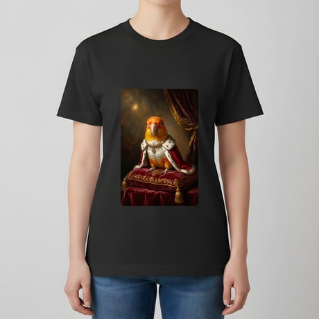 シロハラインコ半袖Tシャツ ルネサンス風カラー ブラック 男女兼用