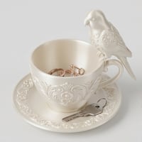 インコ（オキナインコ）のアクセサリートレイ 小物入れ シルクホワイト