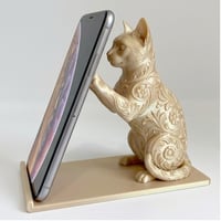 猫（オシキャット）のスマホスタンド 卓上 シルクゴールド