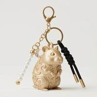 ハムスター（キャンベルハムスター）のキーホルダー ミニチュア シルクゴールド