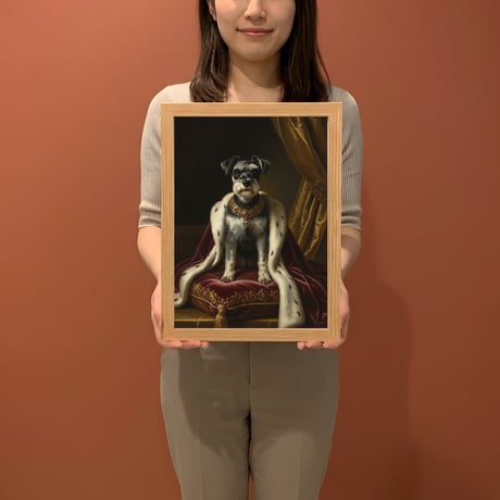 犬（ミニチュアシュナウザー）のルネサンス風肖像画 A4額装インテリア壁掛け