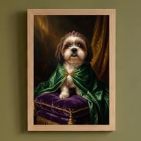 犬（シーズー）のルネサンス風肖像画 油絵風アートA4額装インテリア壁掛け