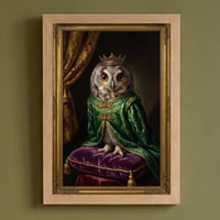 コノハズクのルネサンス風肖像画 油絵風アートA4額装インテリア壁掛け