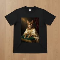 猫（ベンガル）半袖Tシャツ ルネサンス風カラーアート ブラック 男女兼用