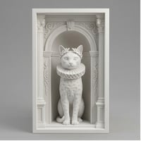 猫（オシキャット）の3Dプリント ブックヌーク 白PLA 本棚インテリア