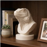 イグアナ（レッドイグアナ）の3Dプリント胸像 白PLA 彫刻 置物 インテリア