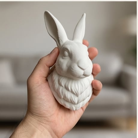 フレミッシュジャイアントの壁掛けレリーフ 3Dプリント 白PLA インテリア