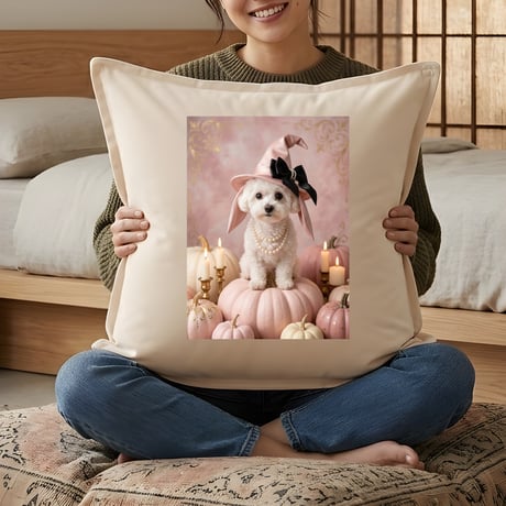 犬（ビションフリーゼ）クッション 45cm ハロウィン限定アート