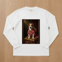ジャックラッセルテリア長袖Tシャツ ルネサンス風カラー ホワイト 男女兼用