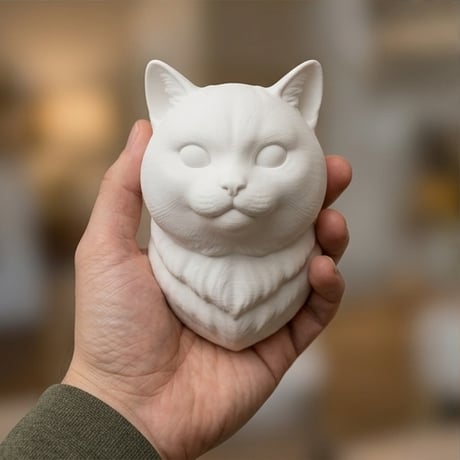 ブリティッシュショートヘアの壁掛けレリーフ 3Dプリント 白PLA インテリア