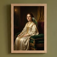 インコ（ダルマインコ）のルネサンス風肖像画 油絵風アートA4額装インテリア壁掛け