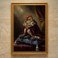 アサヒスズメのルネサンス風肖像画 油絵風アートA3額装インテリア壁掛け