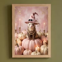 フェレットのハロウィン限定アート A4額装インテリア壁掛け