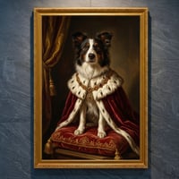 犬（ボーダーコリー）のルネサンス風肖像画 A4金縁額装インテリア壁掛け