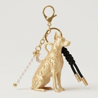 犬（ドーベルマン）のキーホルダー ミニチュア シルクゴールド