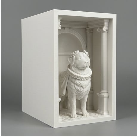 バーニーズマウンテンドッグのブックヌーク 3Dプリント 白PLA 本棚インテリア
