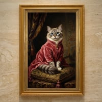 猫（ラグドール）のルネサンス風肖像画 油絵風アートA3額装インテリア壁掛け