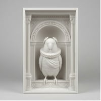 インコ（コザクラインコ）の3Dプリント ブックヌーク 白PLA 本棚インテリア