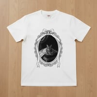 猫（ベンガル）半袖Tシャツ ルネサンス風モノクロアート ホワイト 男女兼用
